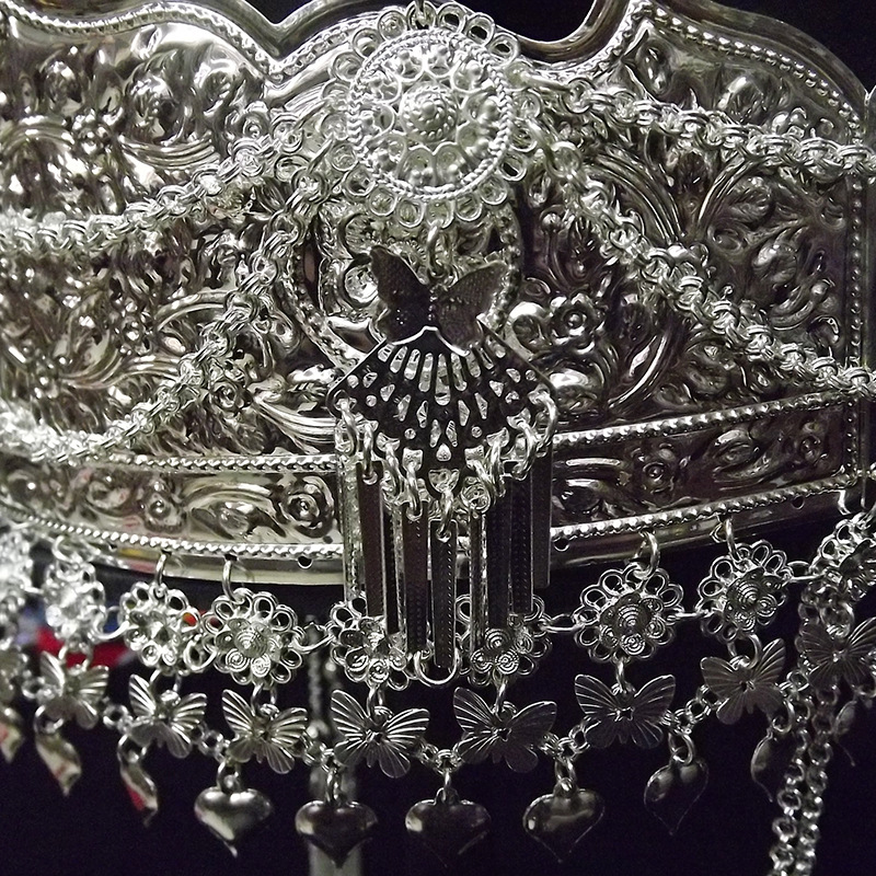 少数民族苗银帽子云南贵州苗族瑶族侗族水族头饰表演拍摄庆祝银帽