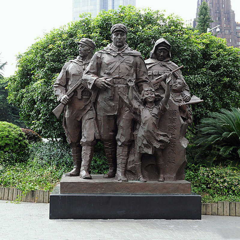 大型铜群雕解放军人物雕塑 铸铜近现代抗日英雄军事题