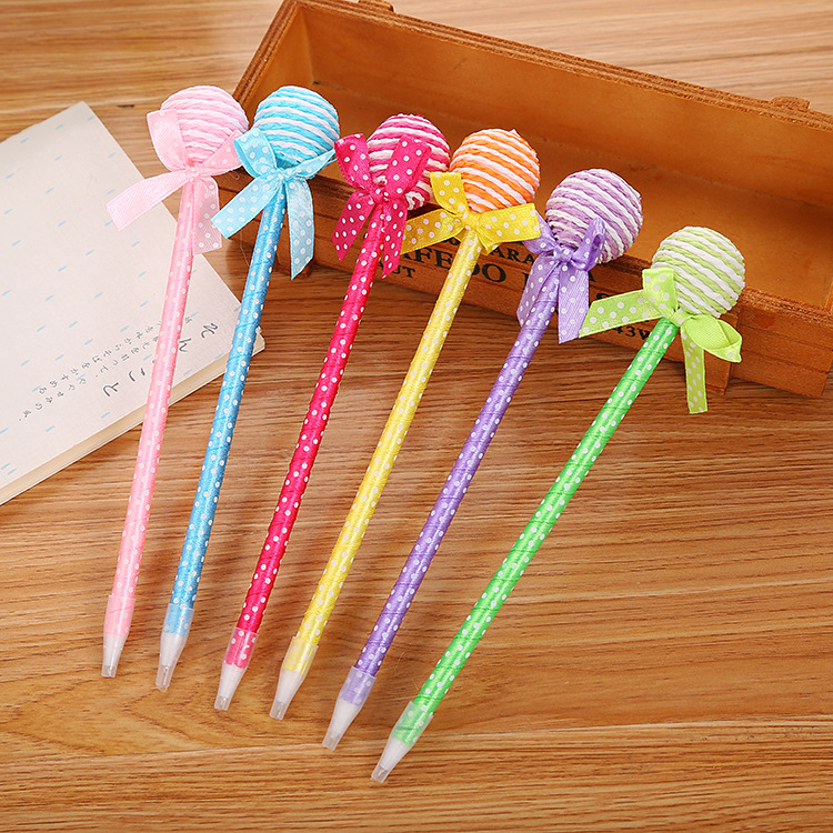 Student Ballpoint Pen Creative Cute Learning Stationery Cartoon Bow Candy Color Gift Lollipop Ballpoint Pen Factory