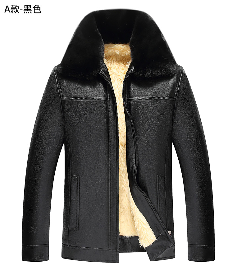 2019中年毛领男士皮衣 皮夹克 跑江湖皮衣 皮衣批发 中老年皮衣
