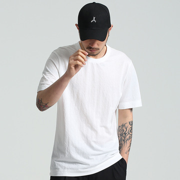 【梭织】 2019年男装夏季新款欧美街头潮牌纯色短袖男t恤厂家直销一件