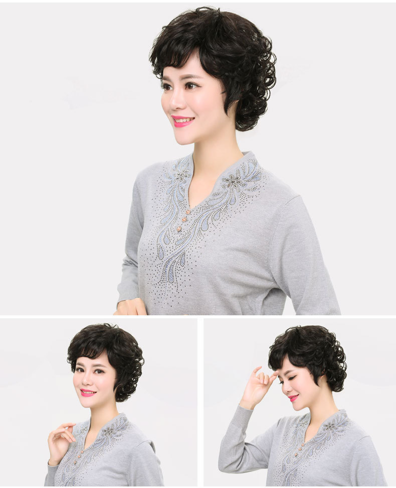 厂家批发许昌假发女短卷发妈妈真发假发中老年人假发自然假发头套