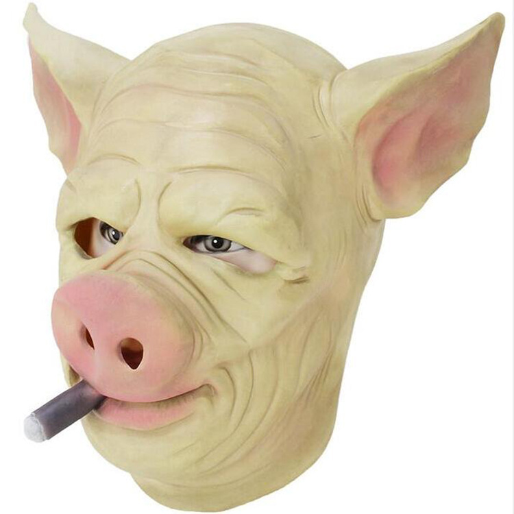 新野猪套面具猪小屁乳胶动物头套动漫卡通面罩猪年会表演道具玩具