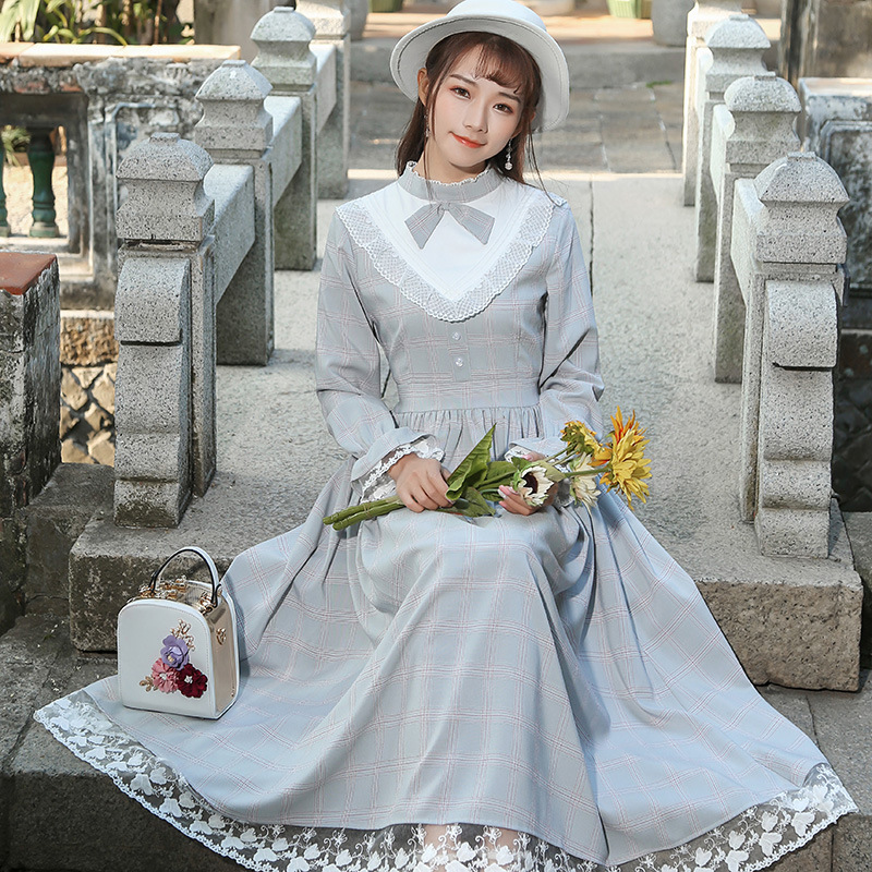 实拍现货原创设计 民国风 少女蕾丝小洋装 复古连衣长裙