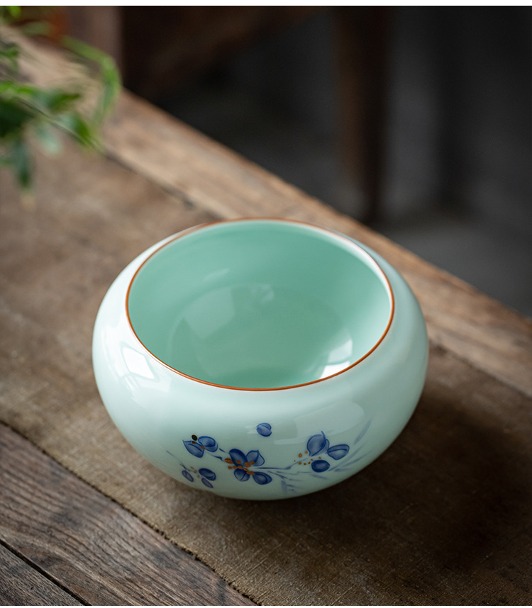 陶瓷茶洗大号青瓷杯洗水洗功夫茶具配件高档笔洗水培盆栽鱼缸果盆