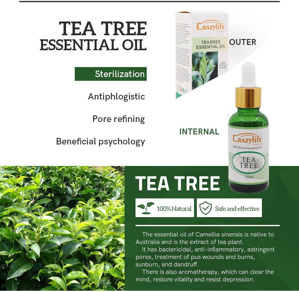 crazylife tea tree beauty salon aromatherapy l脸部精油30ml