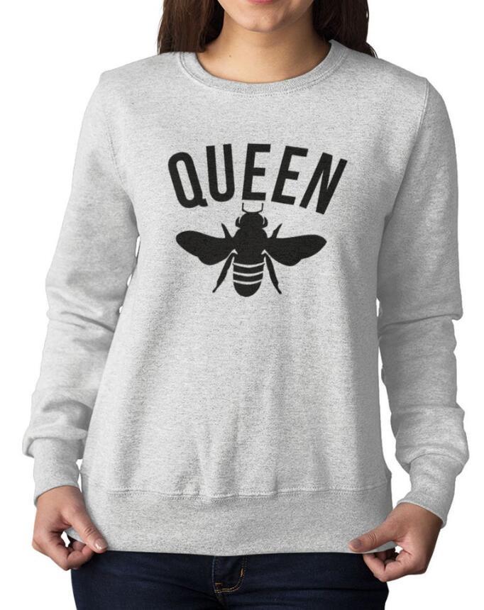 外贸queen bee欧美街头潮流休闲圆领长袖卫衣