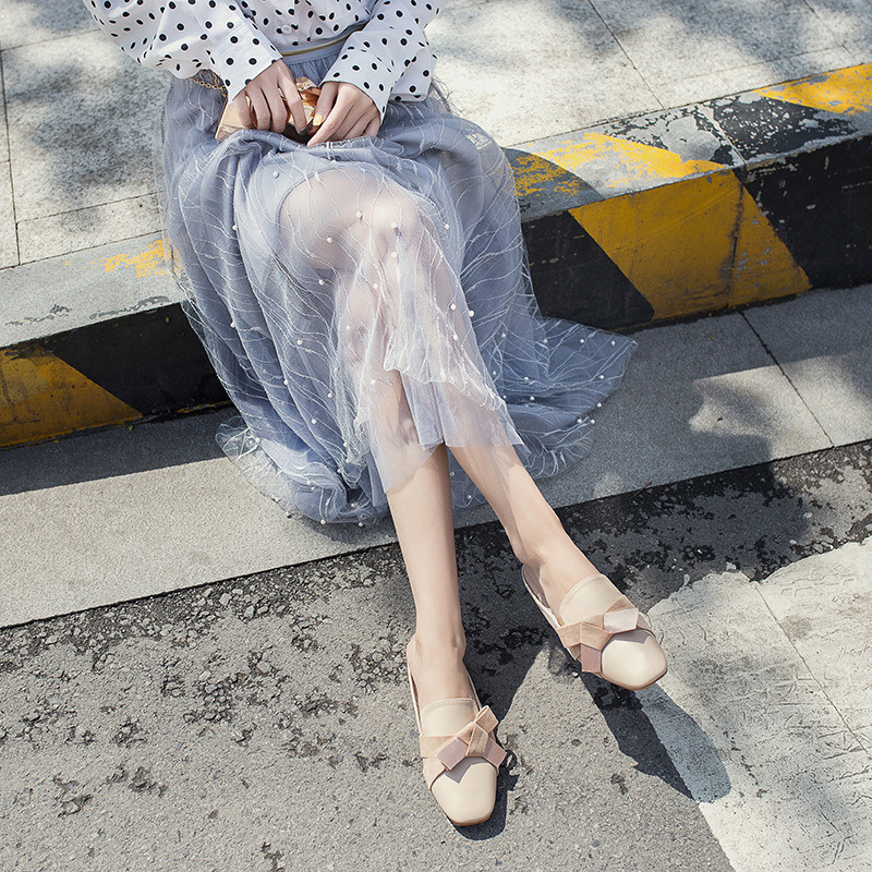 2019春新款包头女拖鞋韩版时尚蝴蝶结百搭街拍网红女半拖一件代发