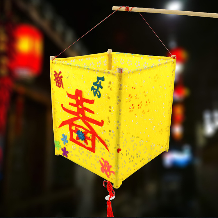 春节元宵节自制diy手提发光灯笼镂空宫灯材料包儿童创意手工