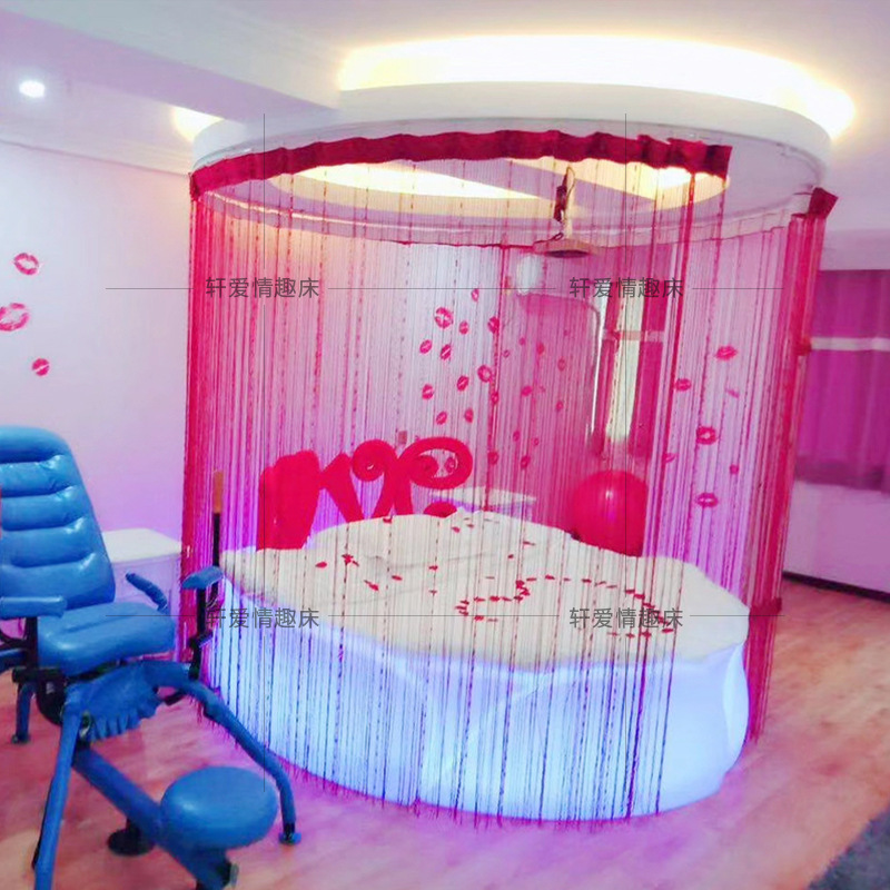 新款创意主题酒店圆床 情侣love玫瑰发光水床 双人宾馆情趣电动床