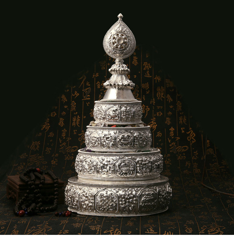 全手工定制佛教供修曼扎盘990纯银16cm佛堂供奉佛教密宗用品 批发