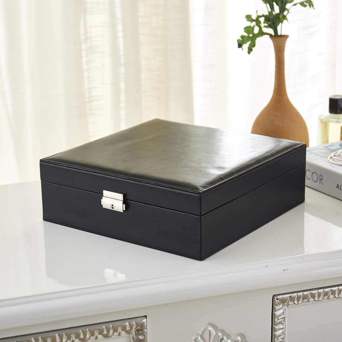 黑色镜子皮革收纳珠宝盒 方形珠宝整理盒 柜台饰品陈列盒批发定制