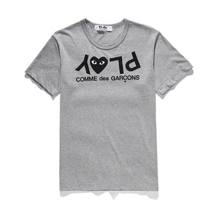 日本潮牌经典川久play保玲灰色 字母黑心短袖情侣t恤男女款