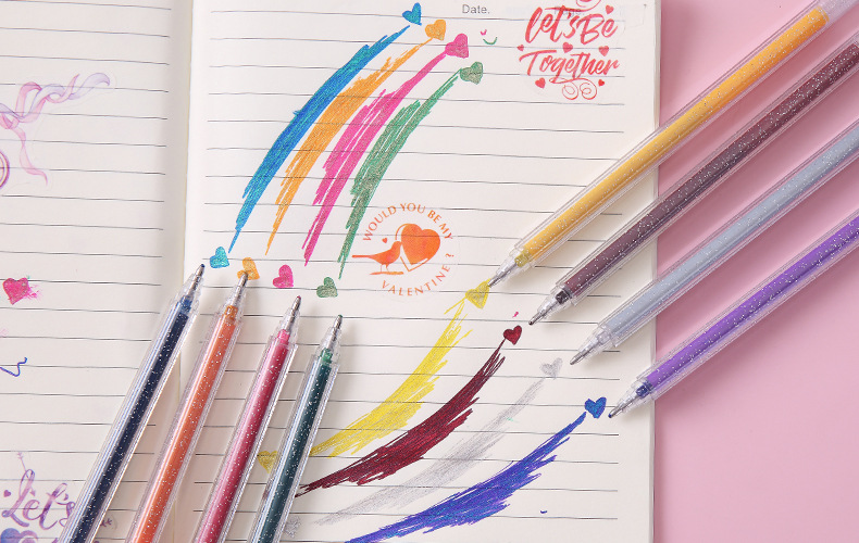 创意珠光闪粉笔啫喱笔闪光笔手账diy涂鸦笔金粉笔闪闪发光手账笔