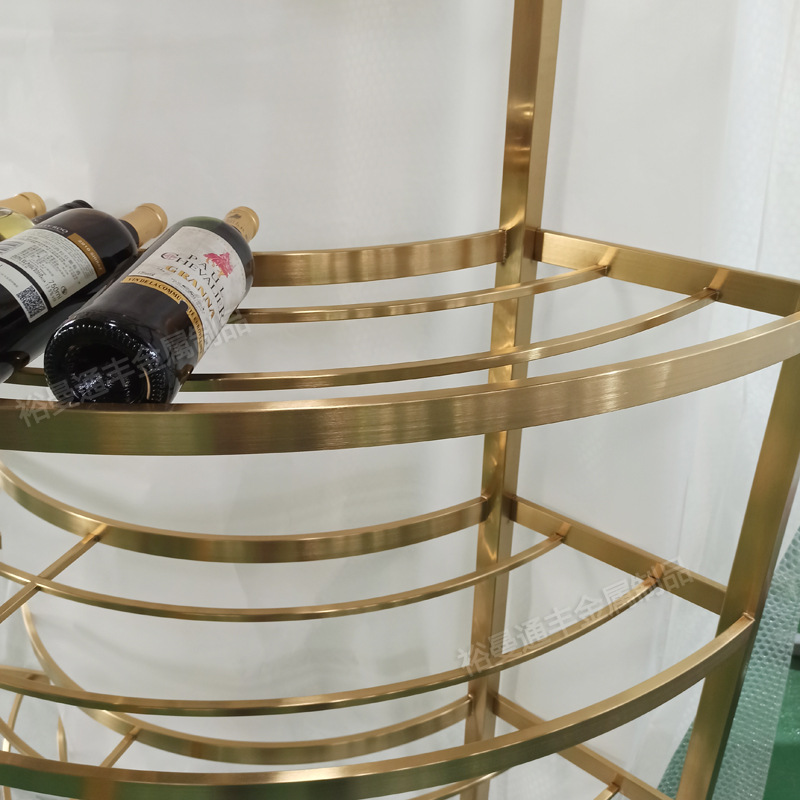 304不锈钢酒柜 欧式不锈钢红酒架 酒店轻奢弧形玫瑰金不锈钢酒架