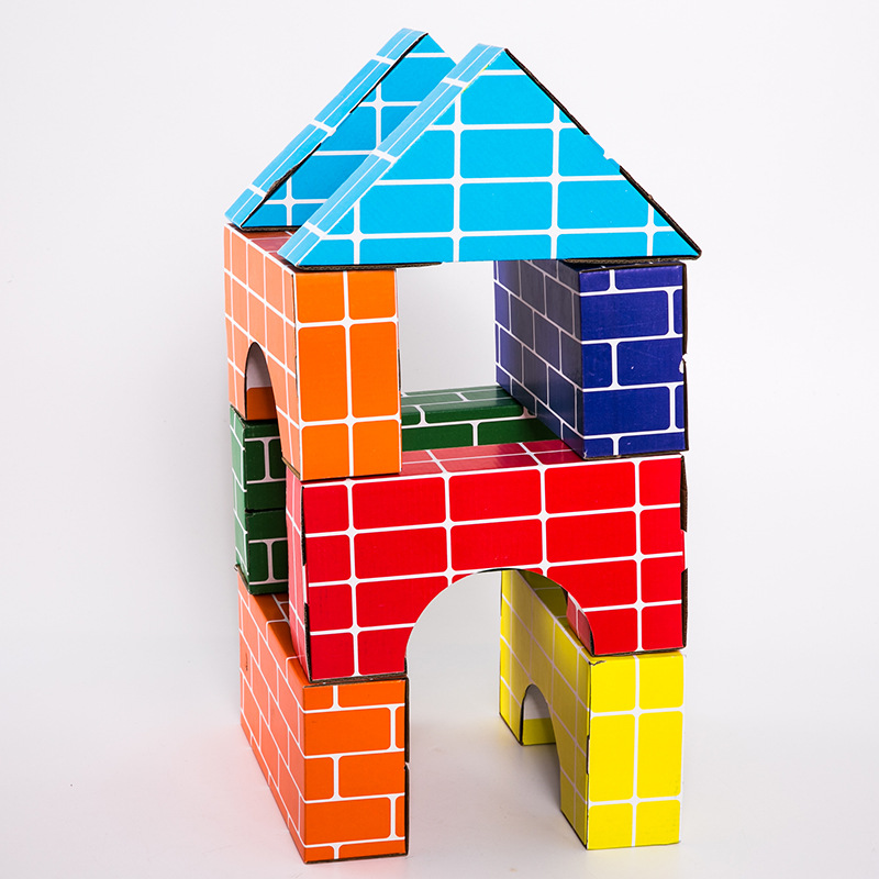 厂家儿童仿真纸砖积木幼儿园班建构区角游戏室内搭建玩具diy纸盒