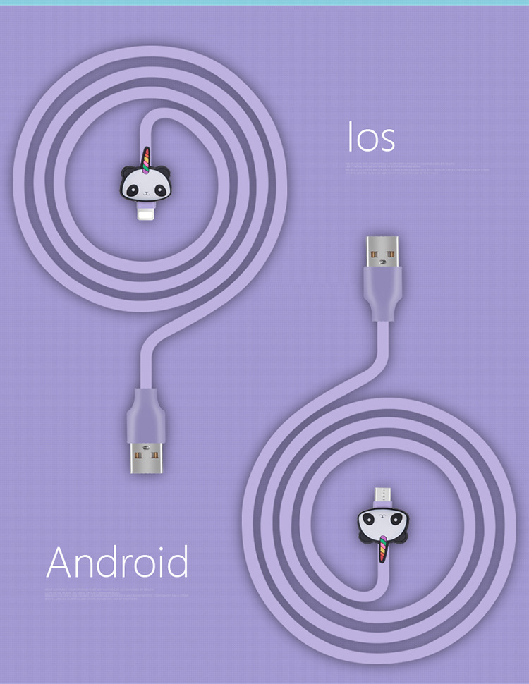 电商热卖新款手机充电线卡通独角兽数据线适用于苹果充电线乐视