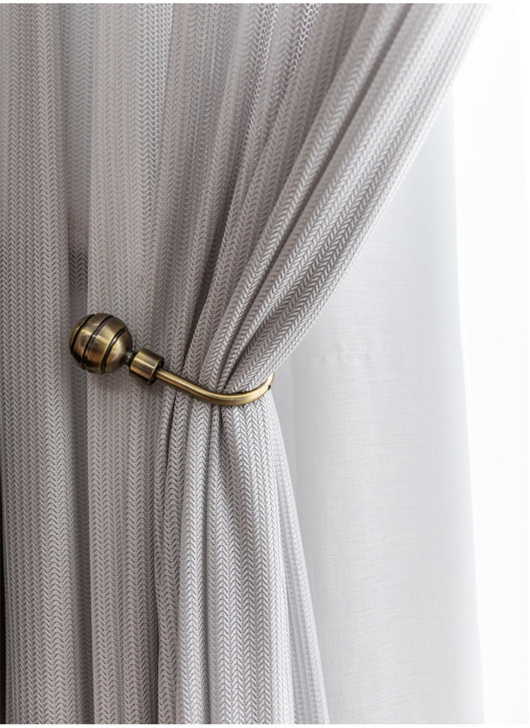 北欧纯色窗纱纱帘卧室窗帘成品简约现代阳台灰色加厚网纹鱼骨窗纱