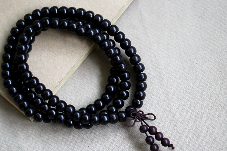 黑檀木 紫光檀圆珠108颗佛珠手串 8mm6mm 手链