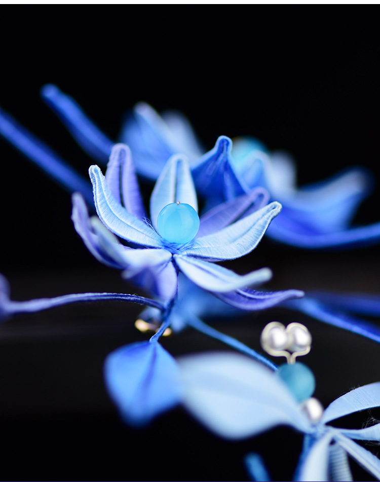 汉服发簪缠花手工diy套件复古风发钗古装头饰原创春仔花蓝若依