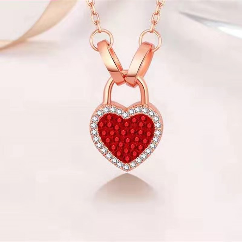 钛钢红色小红心项链女韩版桃心少女爱心韩版气质个性项饰