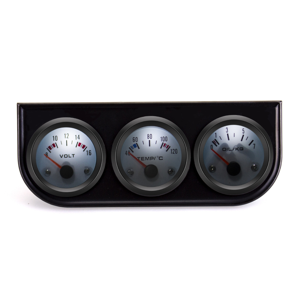 汽车改装仪表水温油压电压三联表 52mm通用汽车三合一三联表