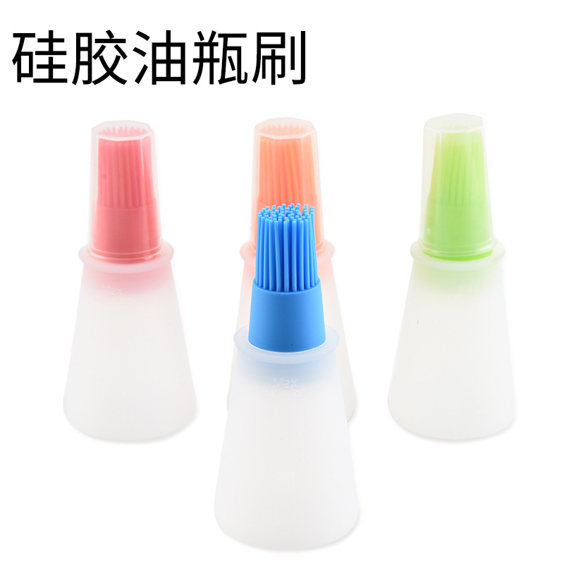 Factory Wholesale Silicone Oil with Lid Bottle Brush with Scale Barbecue Brush Sauce Brush Butter Brush Kitchen Tools Wholesale