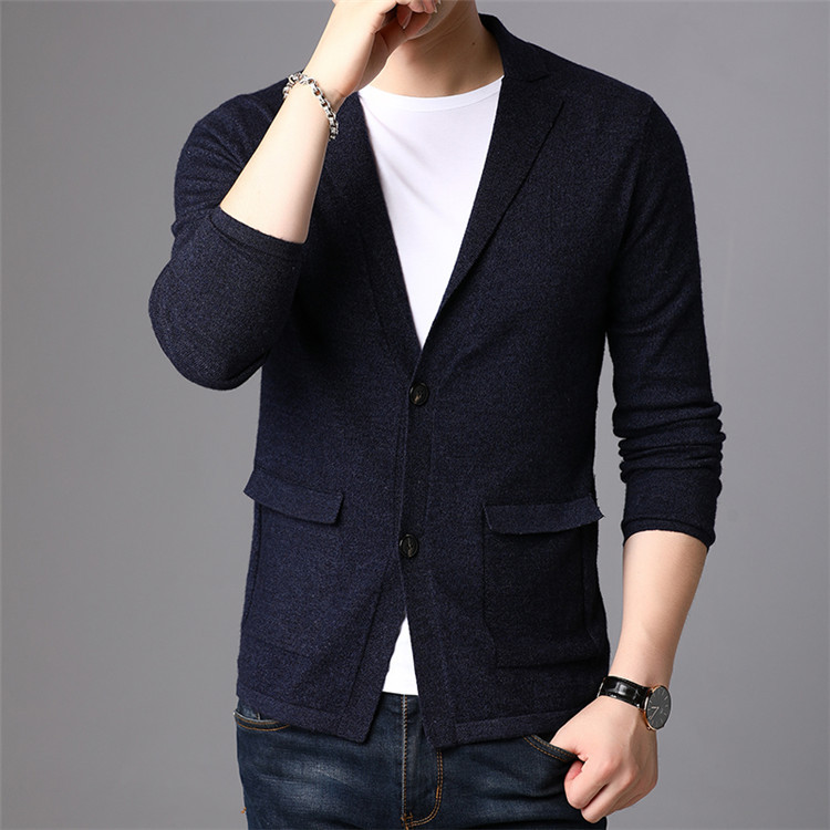 装柜正品开衫男毛衣秋冬新款v领薄款纯色外套中青年时尚毛衣西装