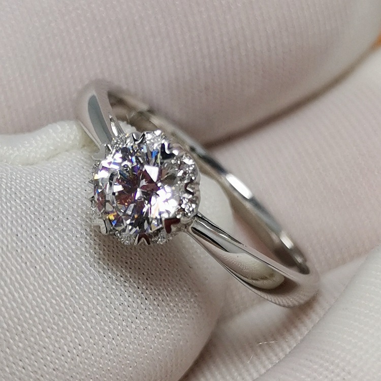 18k白金八围一钻戒 40分gia钻石四爪戒指 订婚求婚结婚钻戒女定制