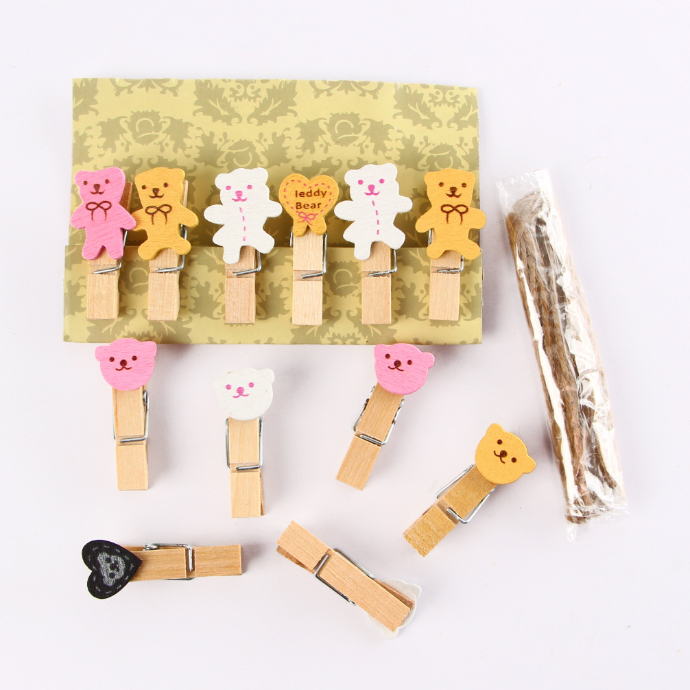 小木夹 木夹子 儿童夹 便签夹 照片夹子 家居日用/3.5*0.7/小熊