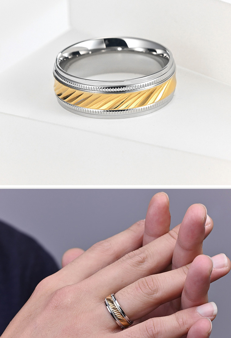 热卖欧美简约钛钢指环男士复古霸气轮原创新款男士批花滚牙戒指