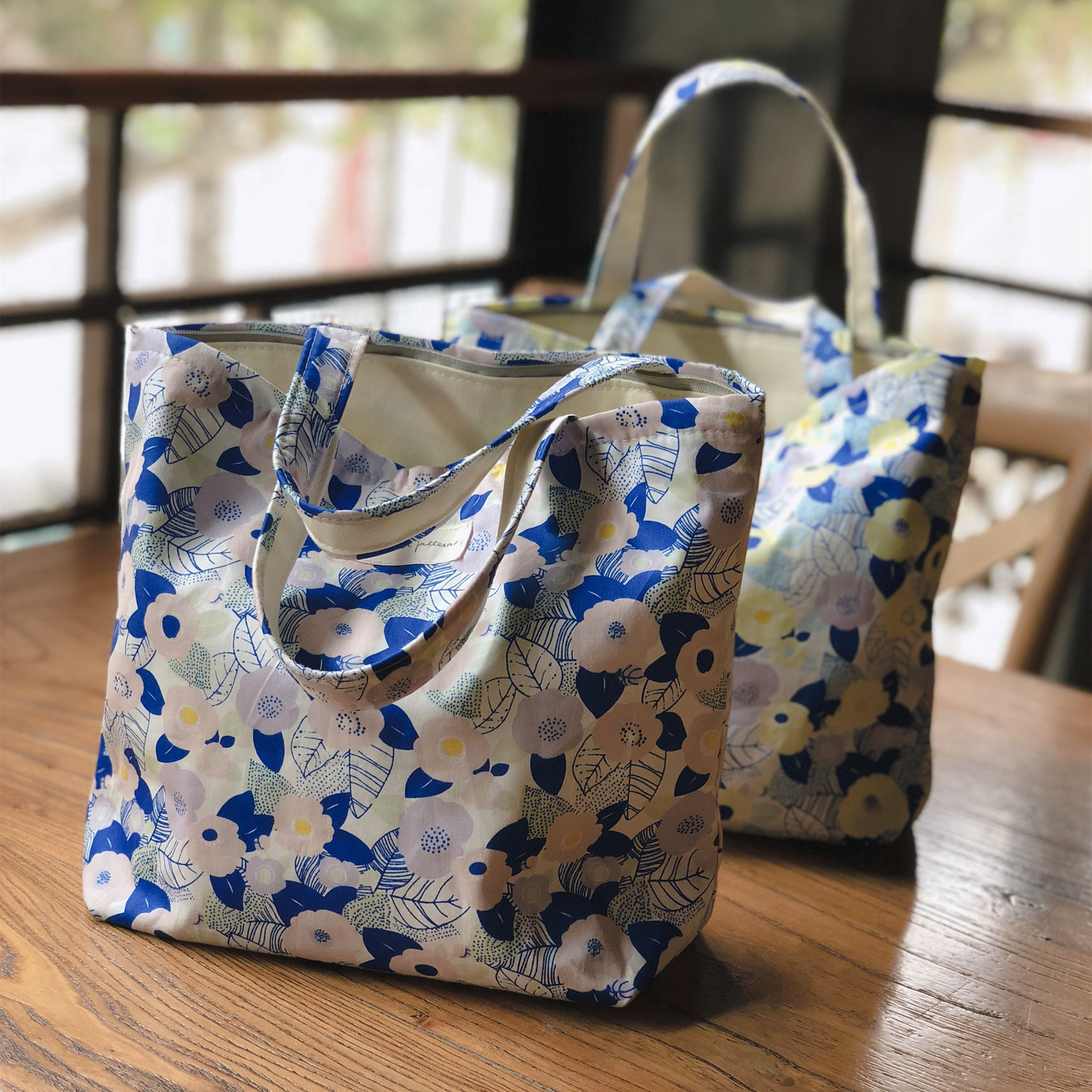 【素希布包】文艺碎花拉链小布包棉布袋手提小拎包便当包早餐包