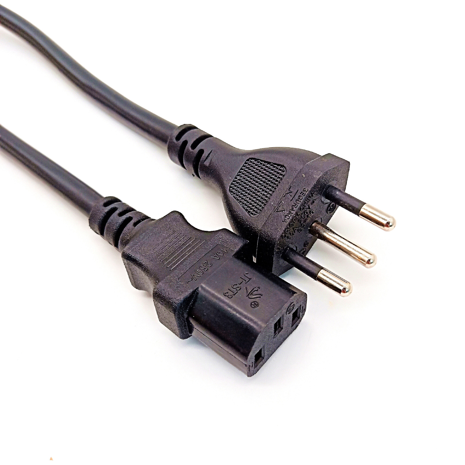 热销 三芯巴西插头电源线品字尾 10a巴西电源线插头品字尾梅花尾