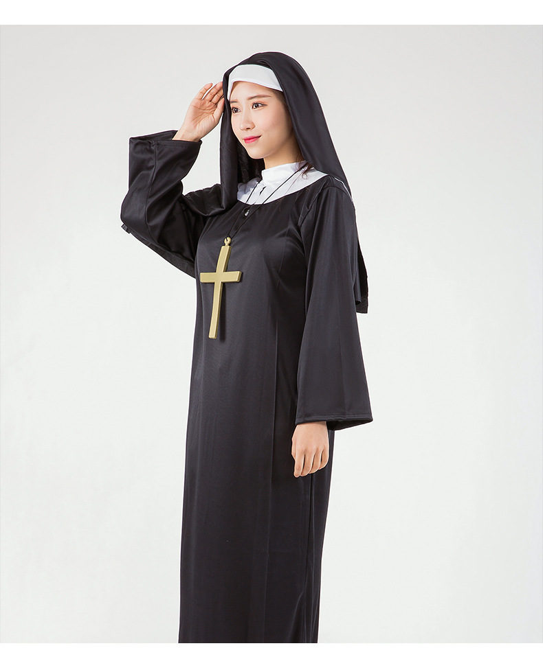 万圣节服装成人神父 修女角色扮演耶稣基督男传教士牧师服玛利亚