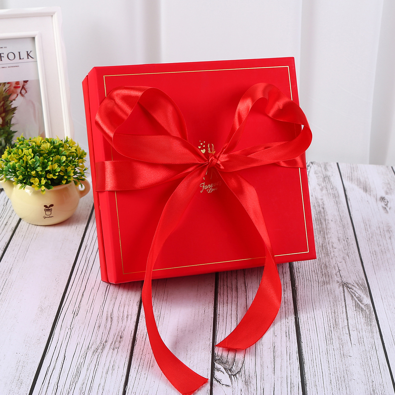 创意蝴蝶结丝带翻盖礼盒定制巧克力情人节礼品纸盒定做天地盖礼盒