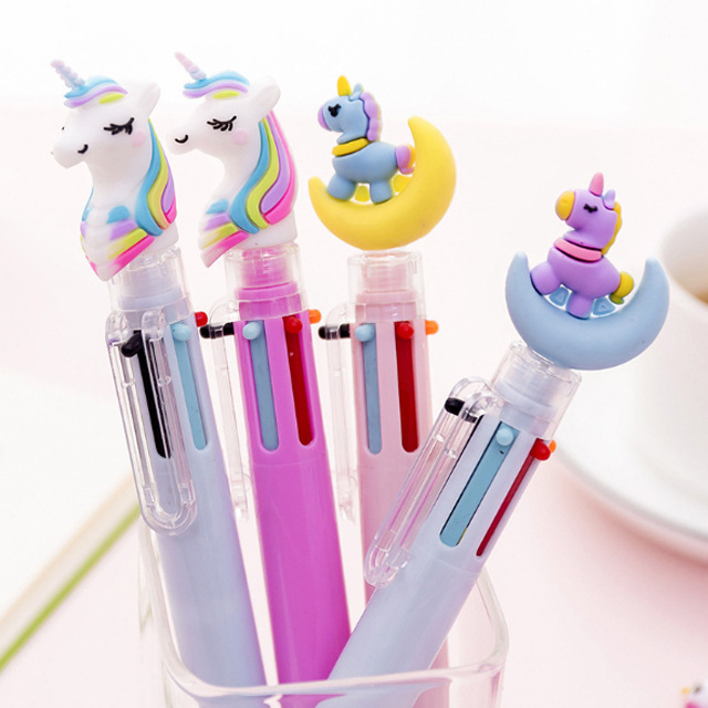 Cartoon Color Ballpoint Pen Six-Color Ballpoint Pen Creative Retractable Ballpoint Pen Office Stationery Mark Pen