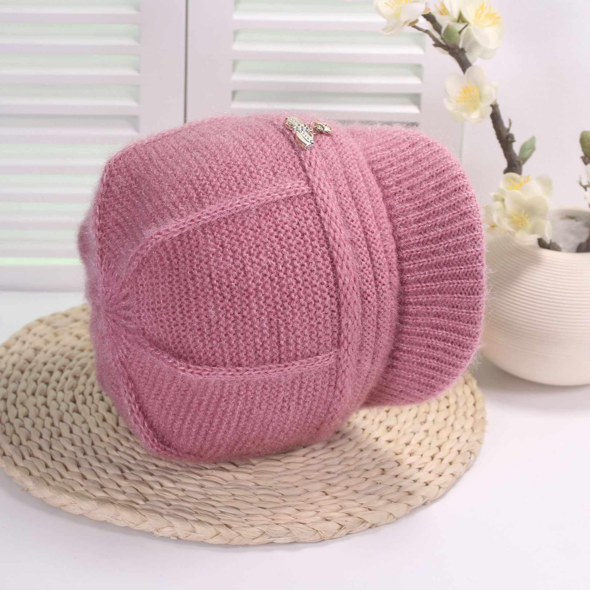 帽子女韩版秋冬季休闲八角帽百搭时尚中老年贝雷帽护耳针织毛线帽