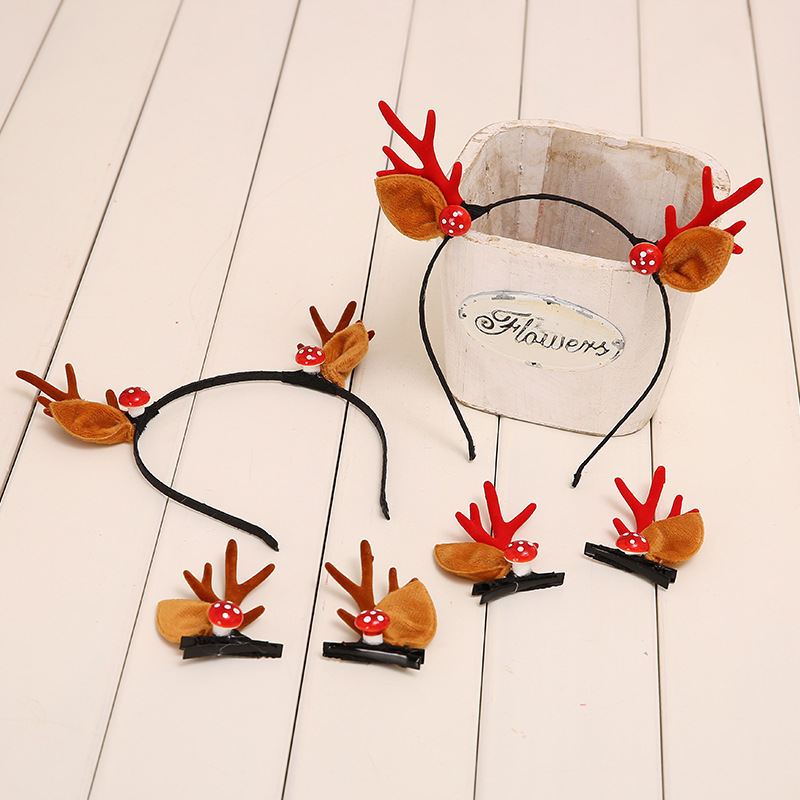 新款圣诞节日梅花鹿耳朵头箍圣诞装饰品发饰可爱儿童鹿角头箍头饰