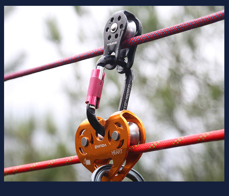 欣达双轴双滑轮横渡滑轮钢缆滑轮溜索滑轮树上探险滑轮救援滑轮组