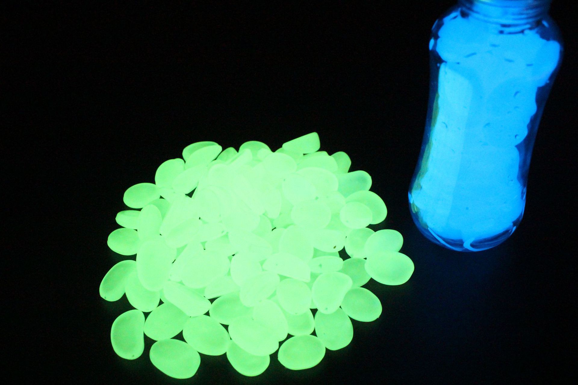 220克/100颗夜光石彩色夜光石子园林鱼缸水族造景荧光发光鹅卵石