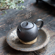 简易酒店鎏金粗陶壶承手工复古杯垫干泡茶台 功夫茶具零配茶托