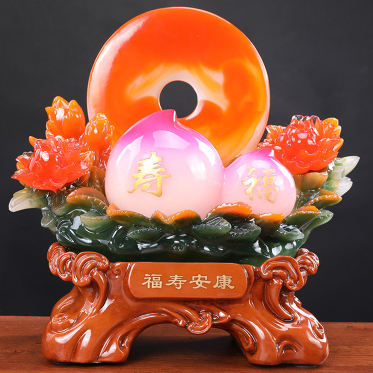 福寿安康双全寿桃摆件送老人实用生日老年人创意礼品装饰用品摆设