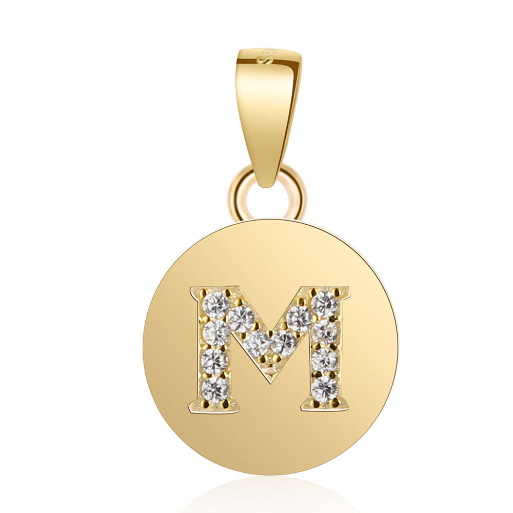 唯星二十六个字母s925纯银吊坠女黄金色名字首字母925银项链吊坠