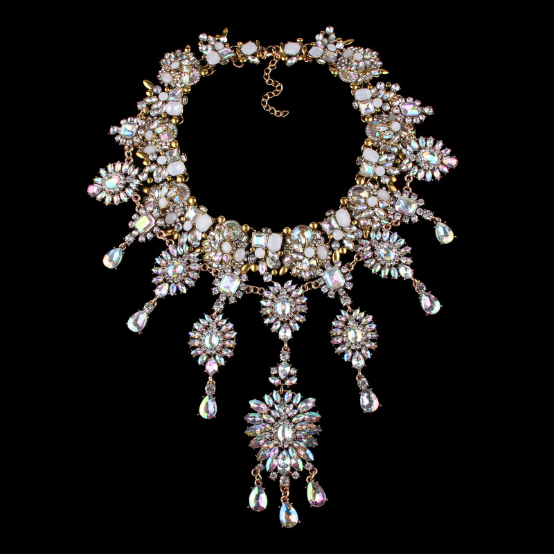 欧式婚纱礼服配饰手工diy镶钻花朵项链 短款女士装饰锁骨脖子链新