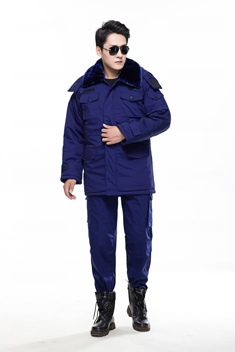 批发火焰蓝作训大衣19蓝色大衣火焰蓝新式防寒加厚消防棉大衣
