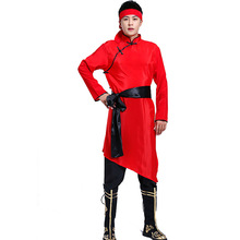 新款蒙古族男士少数民族古典舞演出服草原内蒙古舞蹈服蒙古袍成人