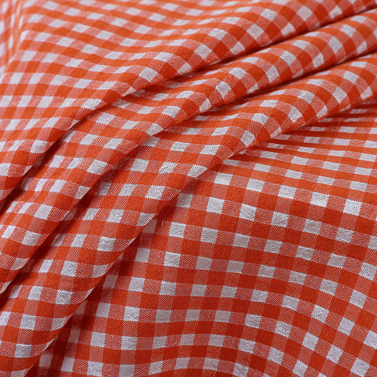 免费拿色卡棉混纺衬衫面料 春秋女装童装透明格子布多色614-1