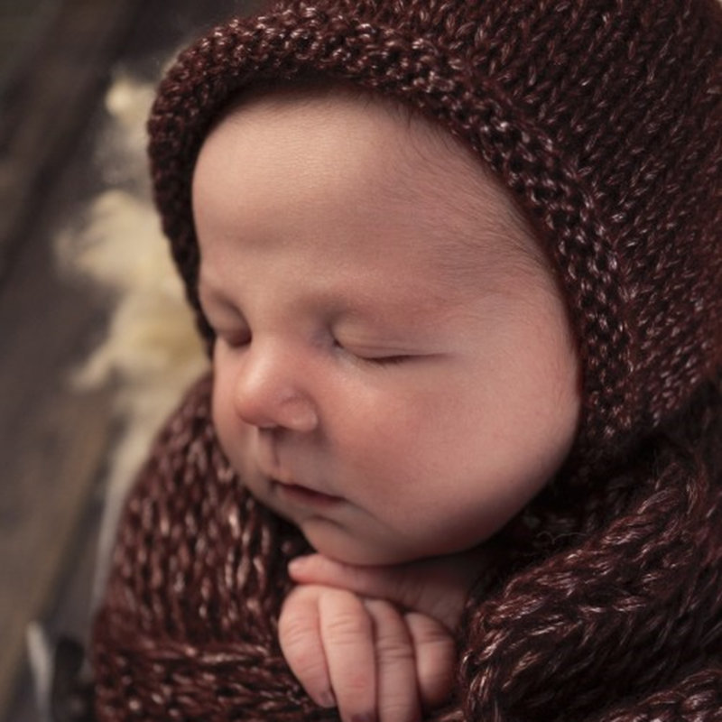 新生儿裹布包巾帽子弹力摄影道具 手工针织弹力包裹摄影道具