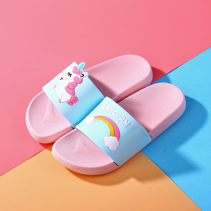 New Summer Baby Cute Cartoon Pony Parent-Child Children Thick Bottom Home Indoor Non-Slip Slippers for Outdoor Summer