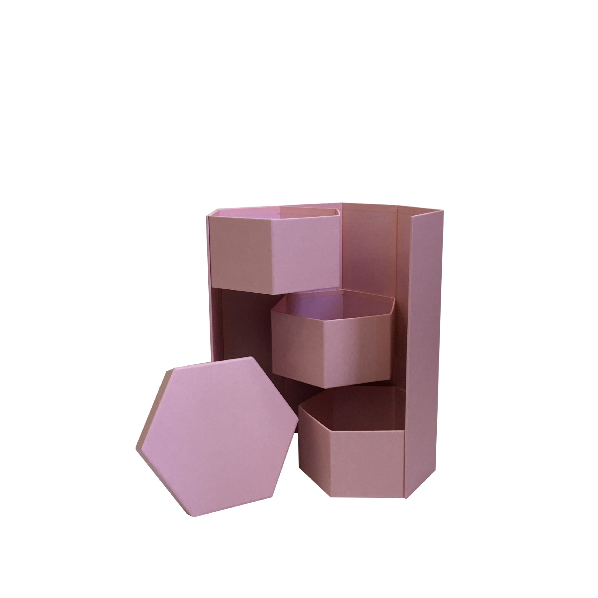 合心意现货 三层旋转六角形花盒 鲜花礼品盒 花桶 伴手礼盒